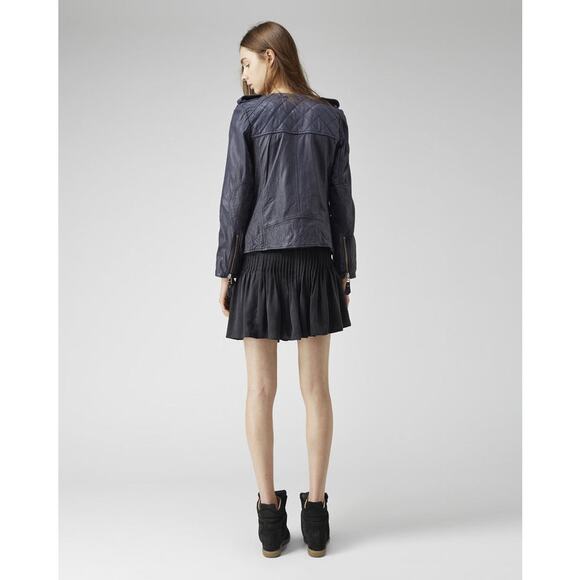 Isabel Marant Atoile Kady Quilted Leather Midnight Blue Moto Biker Jacket Size 4 - Picture 4 of 16